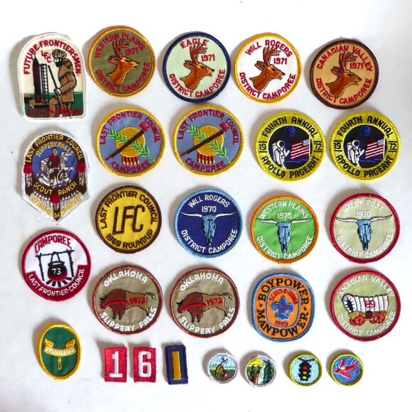 NEW VINTAGE BOY SCOUT BSA OKLAHOMA EMBROIDERED PATCH BADGE LOT OF 27 - Picture 1 of 16